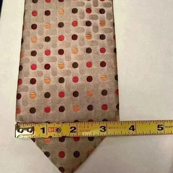 NWT Lot Of 2 Geoffrey Beene Ties Silk-Tan With Polka Dots, Blue With Red Design - Picture 11 of 11